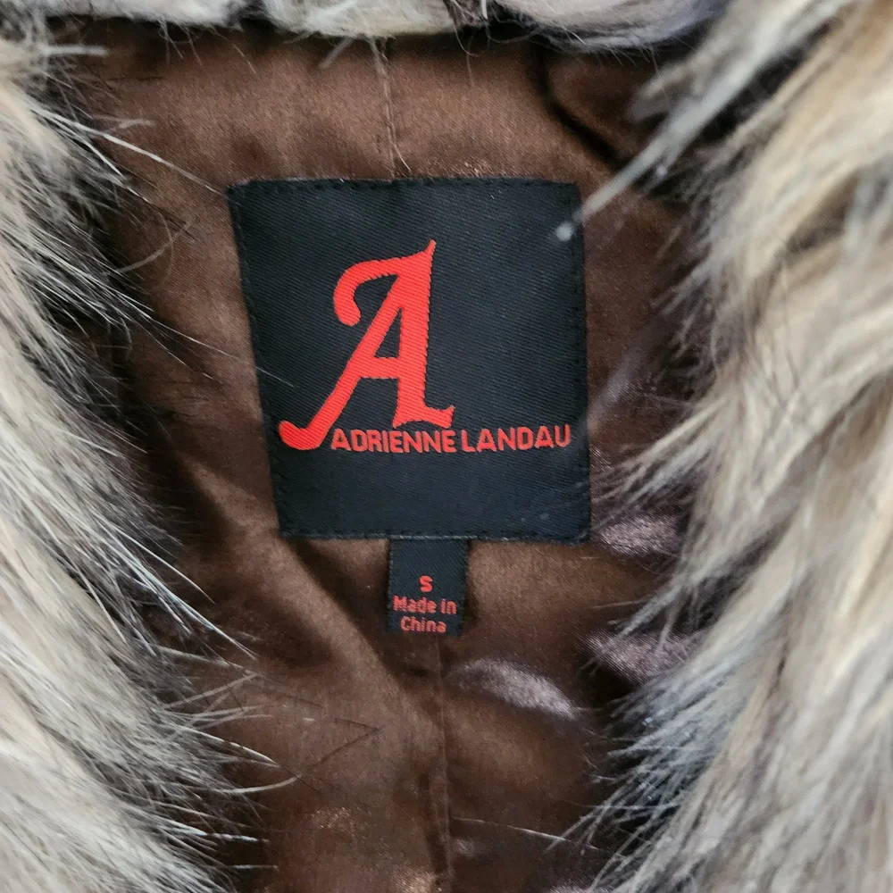 Adrienne Landau Faux Fur Vest in Brown and Cream S Baddie Cozy Soft Animal Print
